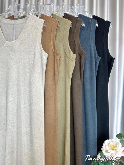 Casual Knitted Long Sleeveless Dresses